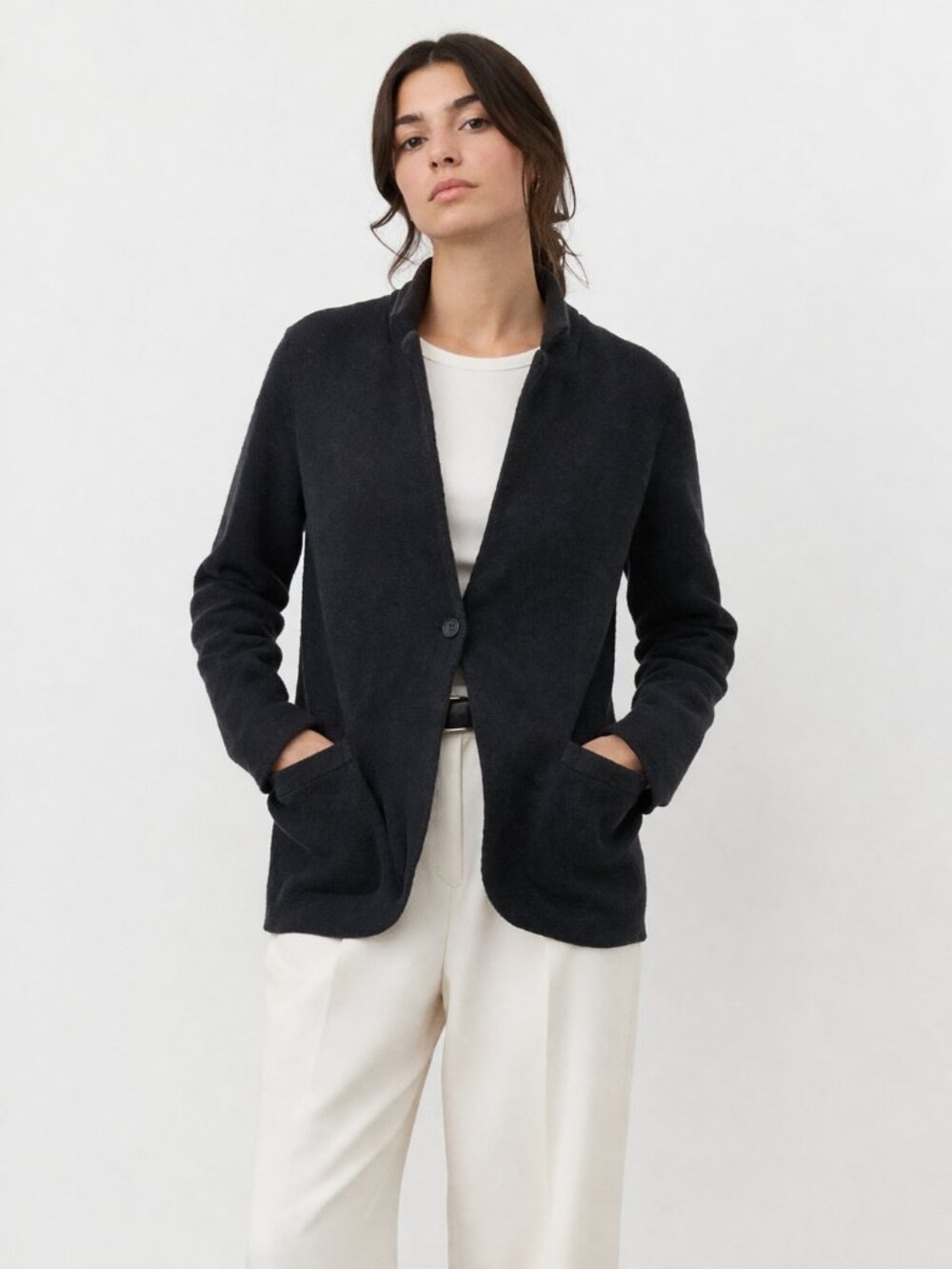 J.Crew Women S Sweater Blazer Black Knit 90s Minimalism Quiet Luxury Classic